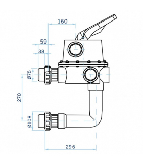 Válvula selectora lateral Magnum 2 ½" com ligações AstralPool